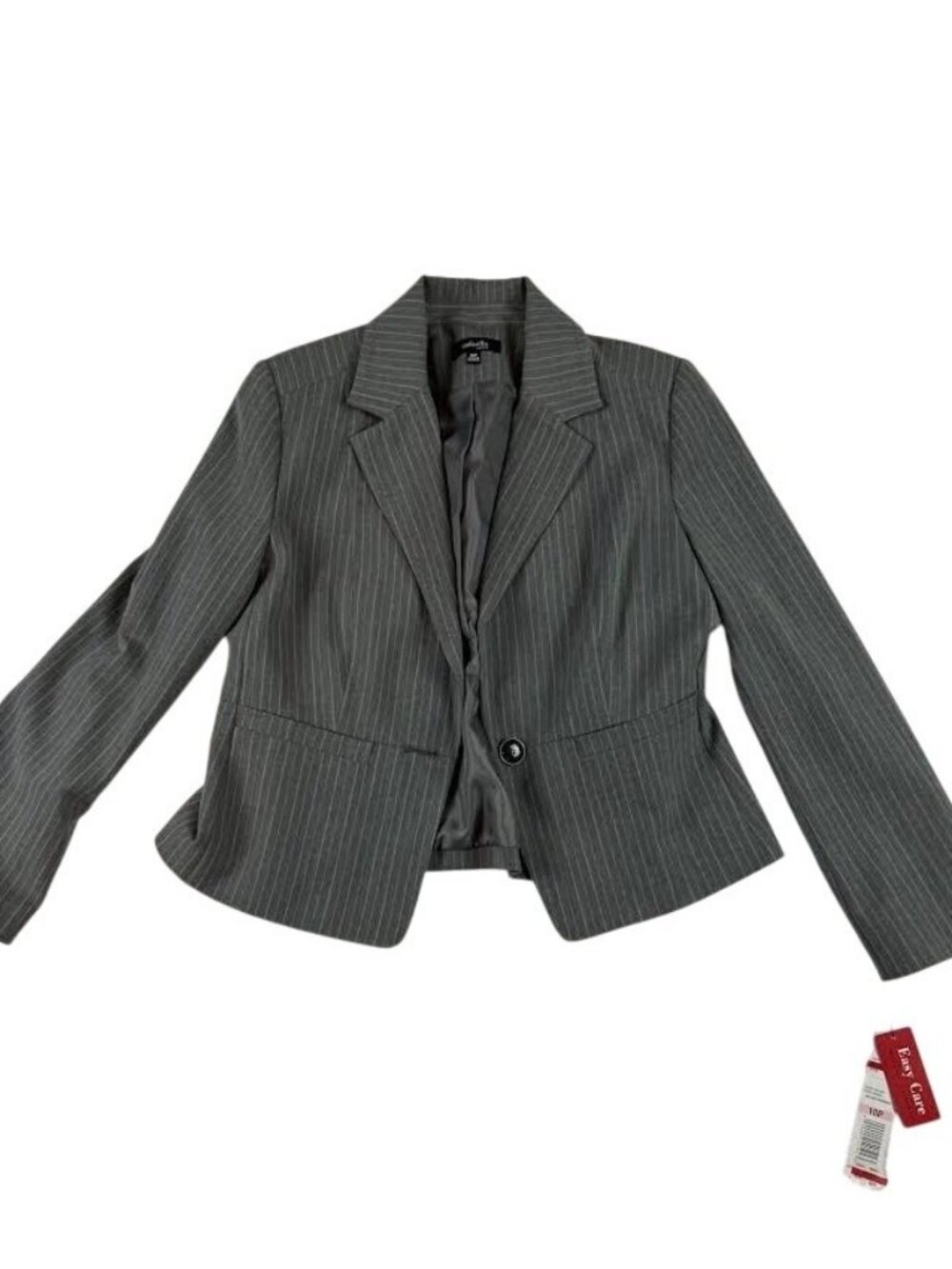 NWT Rafaella Womens Gray Pinstripe Suit Set Blazer 10P Petite Macys Pants
